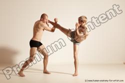 Underwear Martial art Man - Man White Moving poses Slim Short Blond Dynamic poses Academic